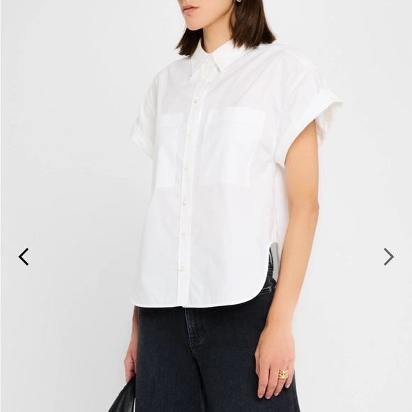 Frame Short Sleeve Button Down Silk Blouse - Picture 2 of 10